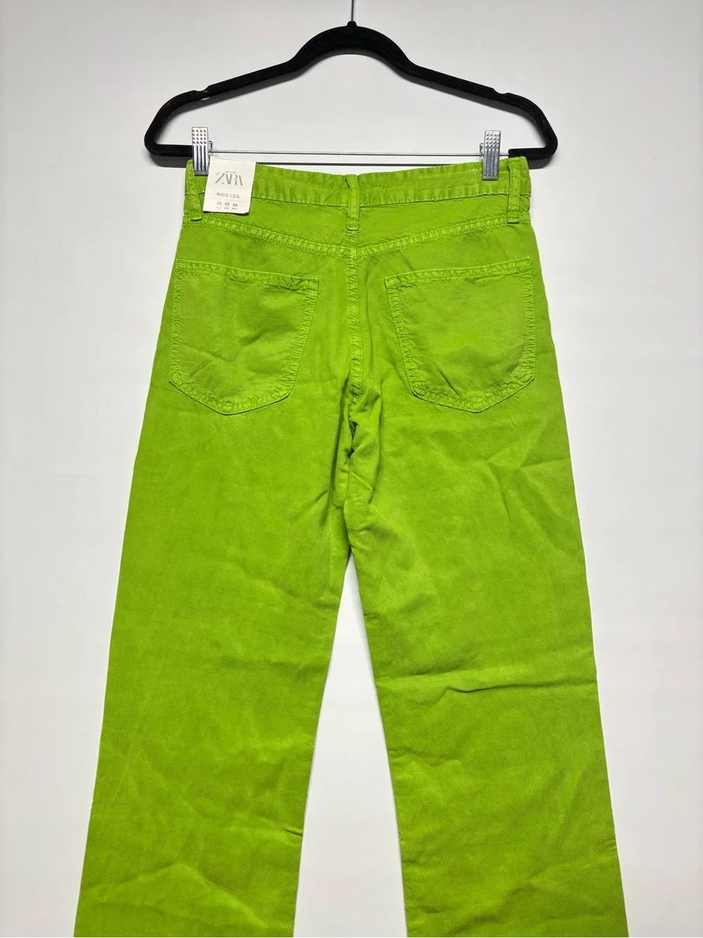 ✨Zara Women’s Mid-Rise Full Length Wide Leg Pants Lime Green Size 2